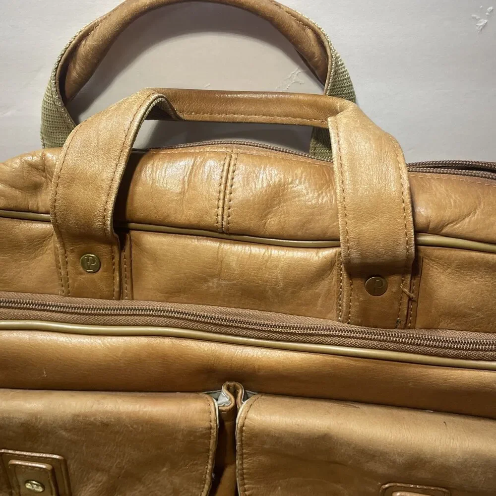 Leather Vintage Laptop Messenger Bag Men's Satchel Shoulder Brown Briefcase